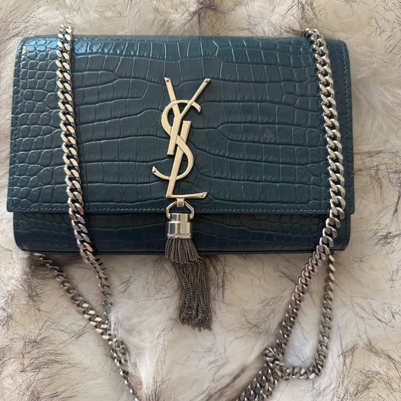 Yves Saint Laurent Green Crocodile cross body bag - Picture 2 of 4